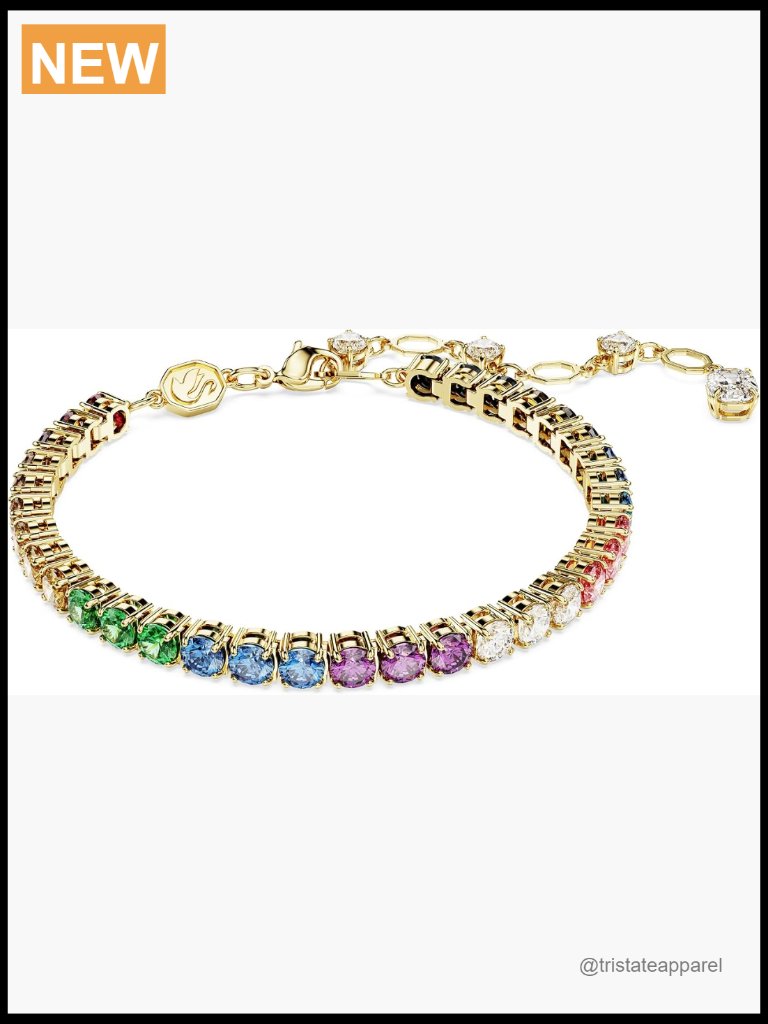 Multicolored Crystal Bracelet Stacking Adjustable Gold-Tone Hoop Earrings Tack